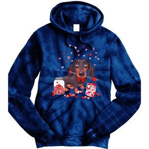 Dog Valentine Cute Dachshund Valentine's Day Tie Dye Hoodie