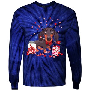 Dog Valentine Cute Dachshund Valentine's Day Tie-Dye Long Sleeve Shirt