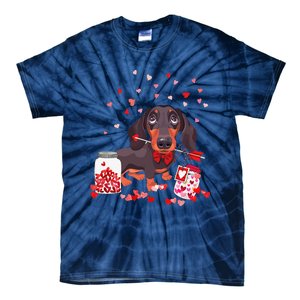 Dog Valentine Cute Dachshund Valentine's Day Tie-Dye T-Shirt