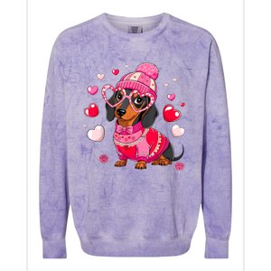 Dog Valentine Cute Dachshund ValentineS Day Colorblast Crewneck Sweatshirt