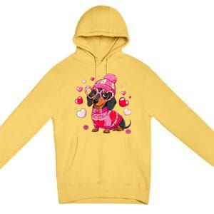 Dog Valentine Cute Dachshund ValentineS Day Premium Pullover Hoodie