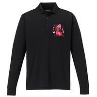 Dog Valentine Cute Dachshund ValentineS Day Performance Long Sleeve Polo