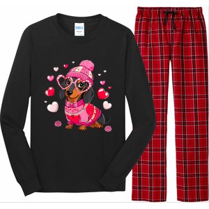 Dog Valentine Cute Dachshund ValentineS Day Long Sleeve Pajama Set