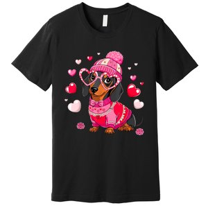 Dog Valentine Cute Dachshund ValentineS Day Premium T-Shirt