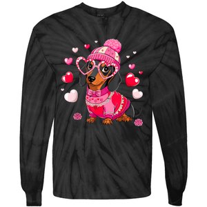 Dog Valentine Cute Dachshund ValentineS Day Tie-Dye Long Sleeve Shirt