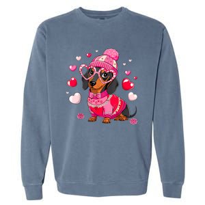 Dog Valentine Cute Dachshund ValentineS Day Garment-Dyed Sweatshirt