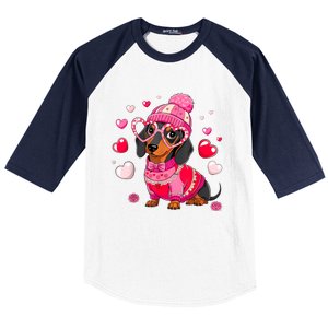 Dog Valentine Cute Dachshund ValentineS Day Baseball Sleeve Shirt