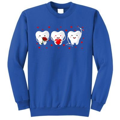 Dental Valentine's Day Cute Teeth Hugging Heart Rose Funny Gift Sweatshirt