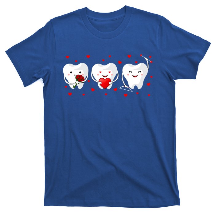 Dental Valentine's Day Cute Teeth Hugging Heart Rose Funny Gift T-Shirt