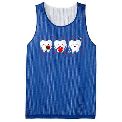 Dental Valentine's Day Cute Teeth Hugging Heart Rose Funny Gift Mesh Reversible Basketball Jersey Tank