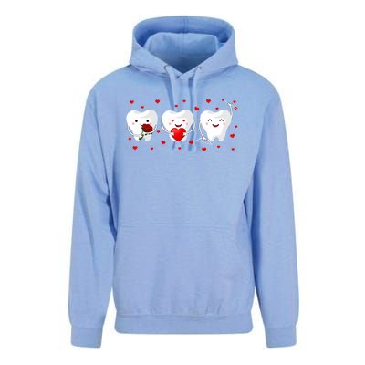 Dental Valentine's Day Cute Teeth Hugging Heart Rose Funny Gift Unisex Surf Hoodie