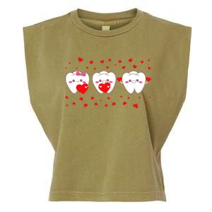 Dental Valentine's Day Cute Three Teeth Hugging Heart Love Gift Garment-Dyed Women's Muscle Tee