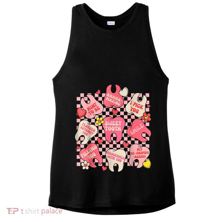 Dental ValentineS Day Cute Teeth Hugging Heart Dentist Ladies PosiCharge Tri-Blend Wicking Tank