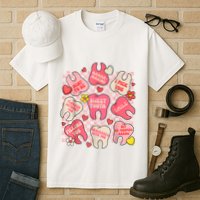 Dental ValentineS Day Cute Teeth Hugging Heart Dentist Tall T-Shirt