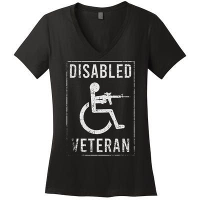 Disabled Veteran Dad Grandpa Veteran Disabled But Deadly Women's V-Neck T-Shirt