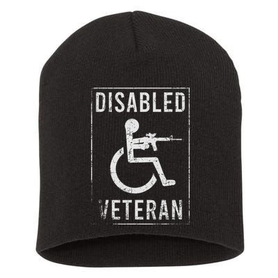 Disabled Veteran Dad Grandpa Veteran Disabled But Deadly Short Acrylic Beanie