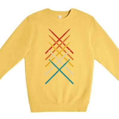 Drummer Vintage Drum Sticks Drumming Rock Musician Gift Premium Crewneck Sweatshirt