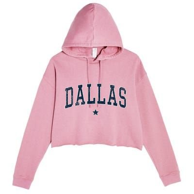 Dallas Vintage Distressed Arched Text Dallas Crop Fleece Hoodie