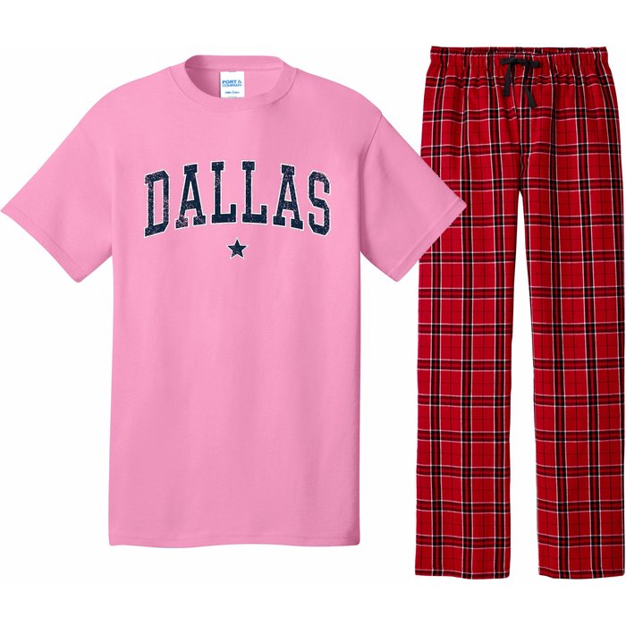 Dallas Vintage Distressed Arched Text Dallas Pajama Set