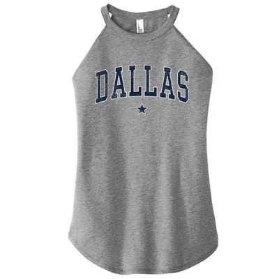 Dallas Vintage Distressed Arched Text Dallas Women’s Perfect Tri Rocker Tank