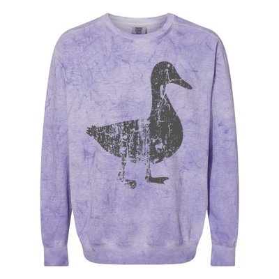 Duck Vintage Design  Distressed Duck Print  Colorblast Crewneck Sweatshirt