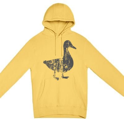 Duck Vintage Design  Distressed Duck Print  Premium Pullover Hoodie