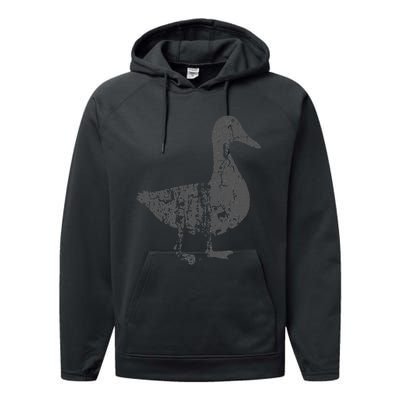 Duck Vintage Design  Distressed Duck Print  Performance Fleece Hoodie