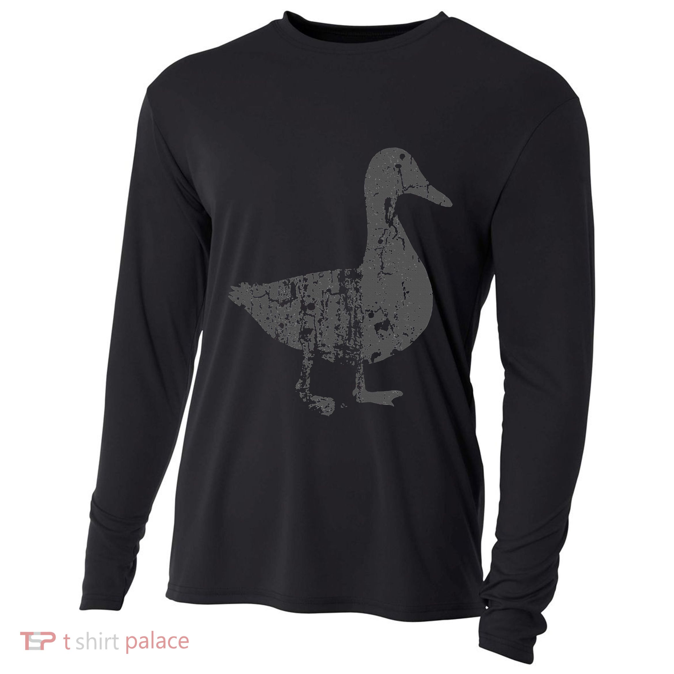 Duck Vintage Design  Distressed Duck Print  Cooling Performance Long Sleeve Crew