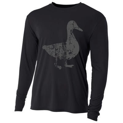 Duck Vintage Design  Distressed Duck Print  Cooling Performance Long Sleeve Crew