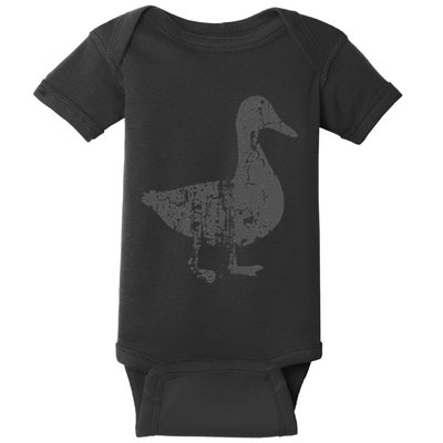 Duck Vintage Design  Distressed Duck Print  Baby Bodysuit