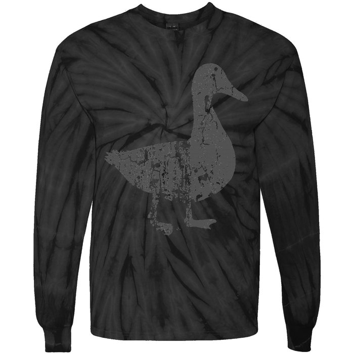 Duck Vintage Design  Distressed Duck Print  Tie-Dye Long Sleeve Shirt