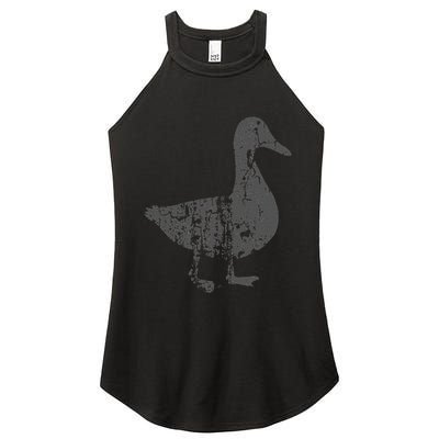 Duck Vintage Design  Distressed Duck Print  Women's Perfect Tri Rocker Tank