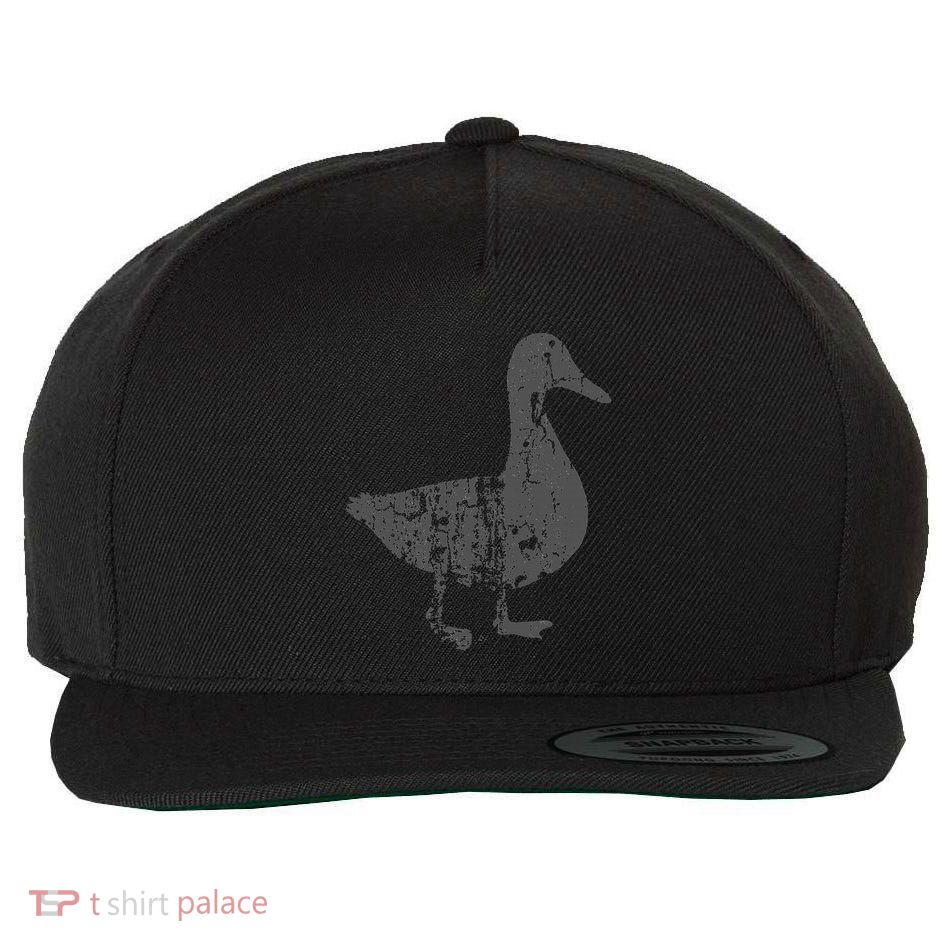 Duck Vintage Design  Distressed Duck Print  Wool Snapback Cap
