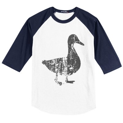 Duck Vintage Design  Distressed Duck Print  Baseball Sleeve Shirt