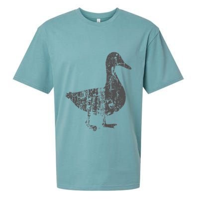 Duck Vintage Design  Distressed Duck Print  Sueded Cloud Jersey T-Shirt