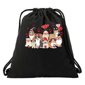 Dog Valentine Day Drawstring Bag