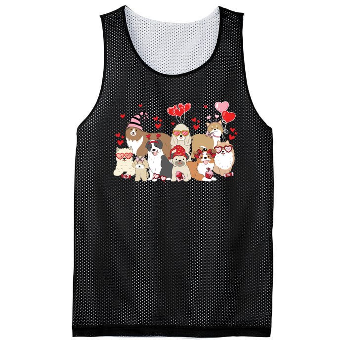 Dog Valentine Day Mesh Reversible Basketball Jersey Tank