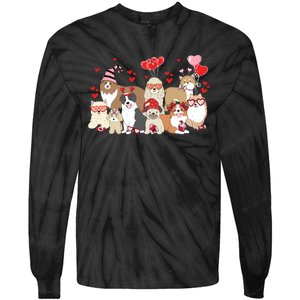 Dog Valentine Day Tie-Dye Long Sleeve Shirt