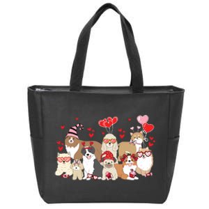 Dog Valentine Day Zip Tote Bag