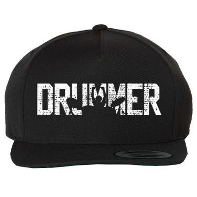 Drummer Vintage Drumsticks Drumset Wool Snapback Cap