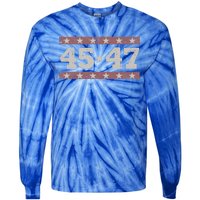 Distressed Vintage Donald Trump 2024 45 And 47 President Meaningful Gift Tie-Dye Long Sleeve Shirt