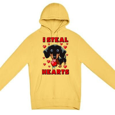 Dachshund Valentines Day Cool Gift Dog Gift Meaningful Gift Premium Pullover Hoodie