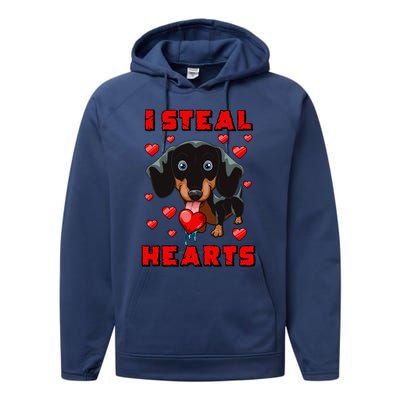 Dachshund Valentines Day Cool Gift Dog Gift Meaningful Gift Performance Fleece Hoodie