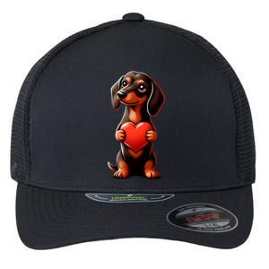 Dachshund ValentineS Day Cute Funny Doxie For Dog Lovers Gift Flexfit Unipanel Trucker Cap