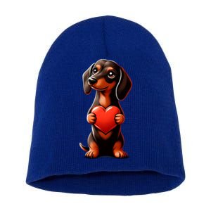 Dachshund ValentineS Day Cute Funny Doxie For Dog Lovers Gift Short Acrylic Beanie