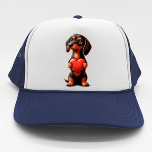 Dachshund ValentineS Day Cute Funny Doxie For Dog Lovers Gift Trucker Hat