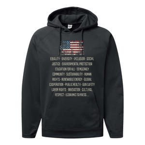 Democrats Values Equality Diversity Education Performance Fleece Hoodie