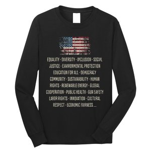 Democrats Values Equality Diversity Education Long Sleeve Shirt