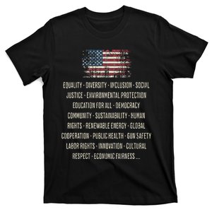 Democrats Values Equality Diversity Education T-Shirt