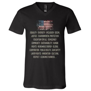 Democrats Values Equality Diversity Education V-Neck T-Shirt